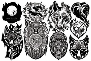 Alpha wolf watching over fire tattoo idea