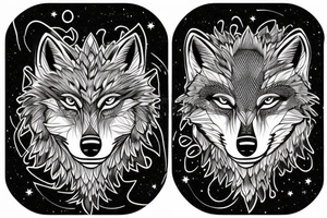 Alpha wolf watching over fire tattoo idea