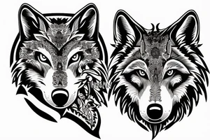 Alpha wolf watching over fire tattoo idea