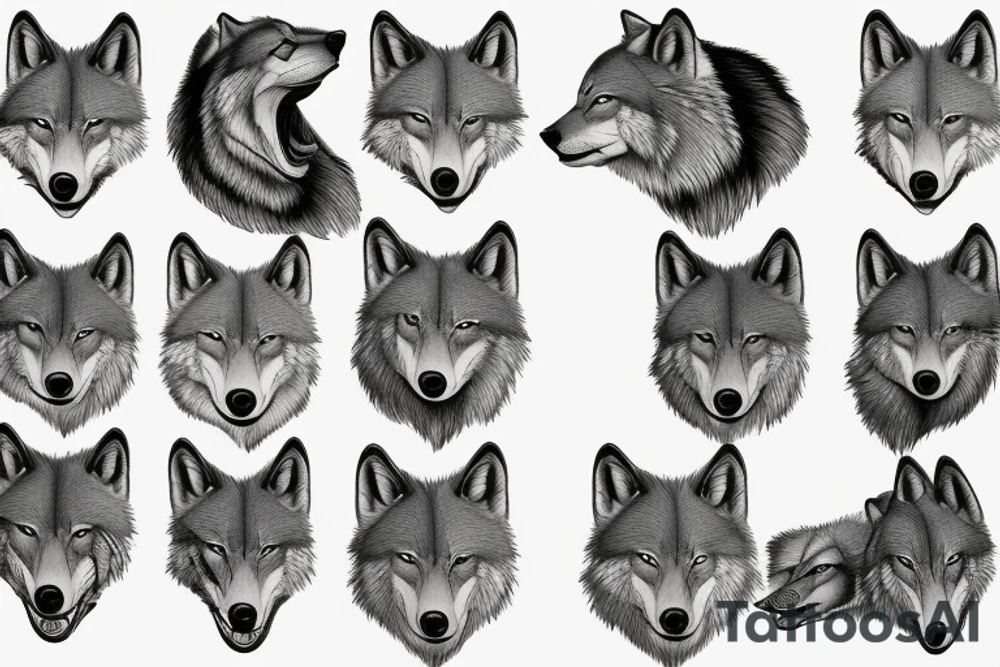 Alpha wolf watching over fire tattoo idea