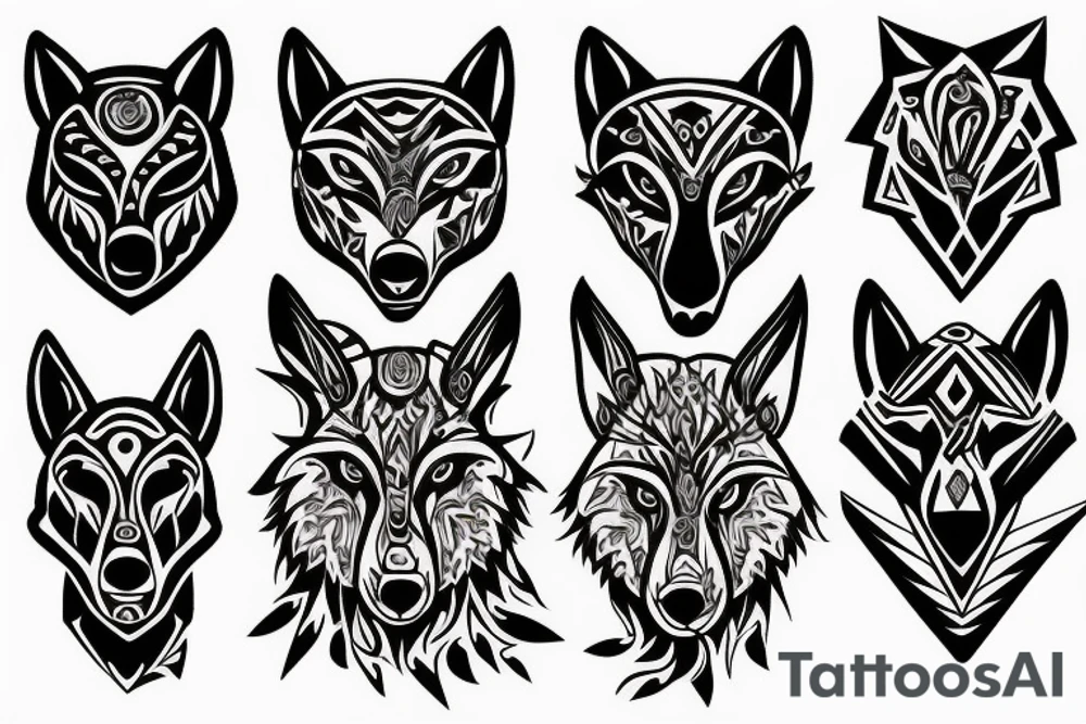 Alpha wolf watching over fire tattoo idea