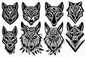 Alpha wolf watching over fire tattoo idea