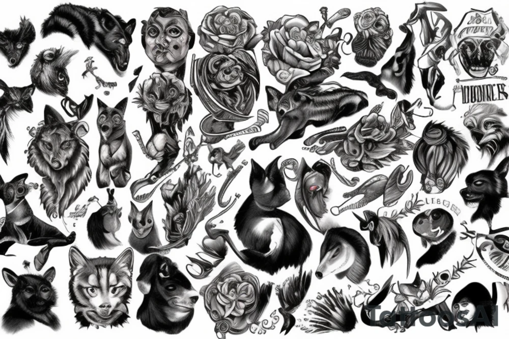 Full color Leader of the pack tattoo idea