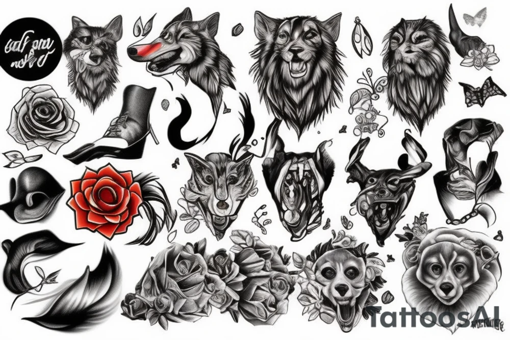 Full color Leader of the pack tattoo idea