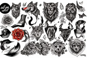 Full color Leader of the pack tattoo idea