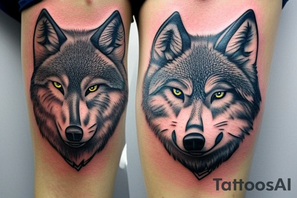 tattoo of a wolf over a sea turtle. The wolf represents independence and strength, while the turtle represents calmness and a strong foundation. The sea turtle could be portrayed with waves and other ocean elements to give the tattoo a water theme. tattoo idea