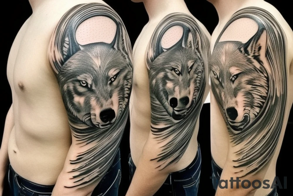 tattoo of a wolf over a sea turtle. The wolf represents independence and strength, while the turtle represents calmness and a strong foundation. The sea turtle could be portrayed with waves and other ocean elements to give the tattoo a water theme. tattoo idea