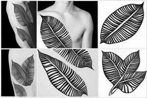 Free flowing tropical leaf ink tattoo idea