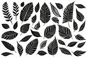 Free flowing tropical leaf ink tattoo idea