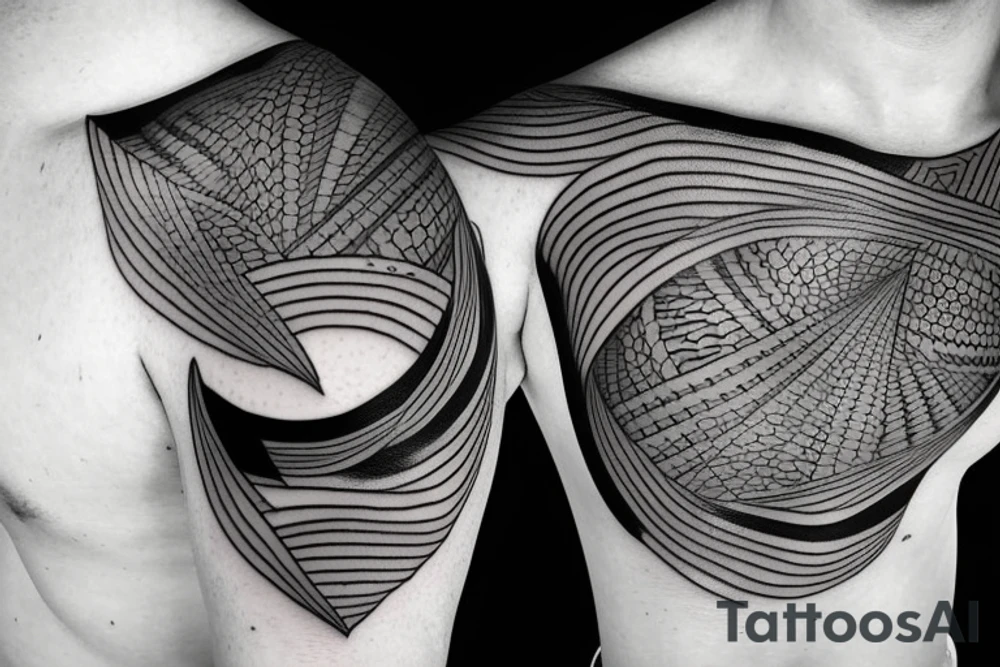 Free flowing with geometric line tattoo idea