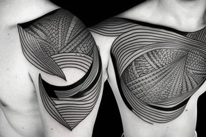 Free flowing with geometric line tattoo idea