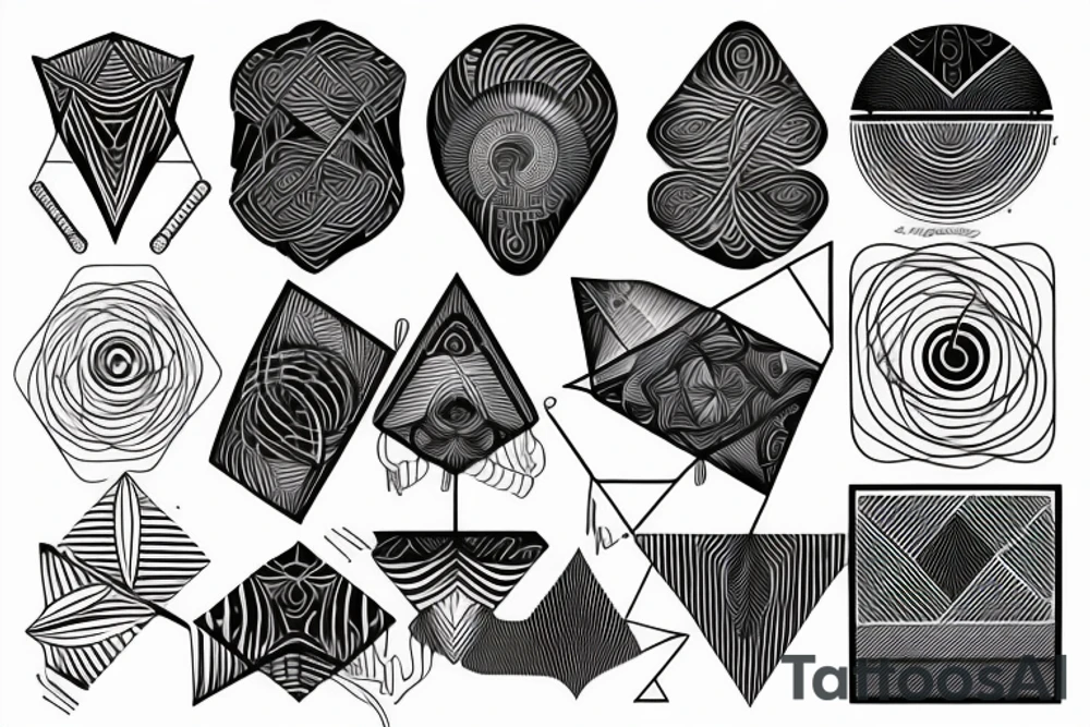 Free flowing with geometric line tattoo idea
