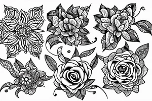 Free flowing floral 
with geometric line tattoo idea