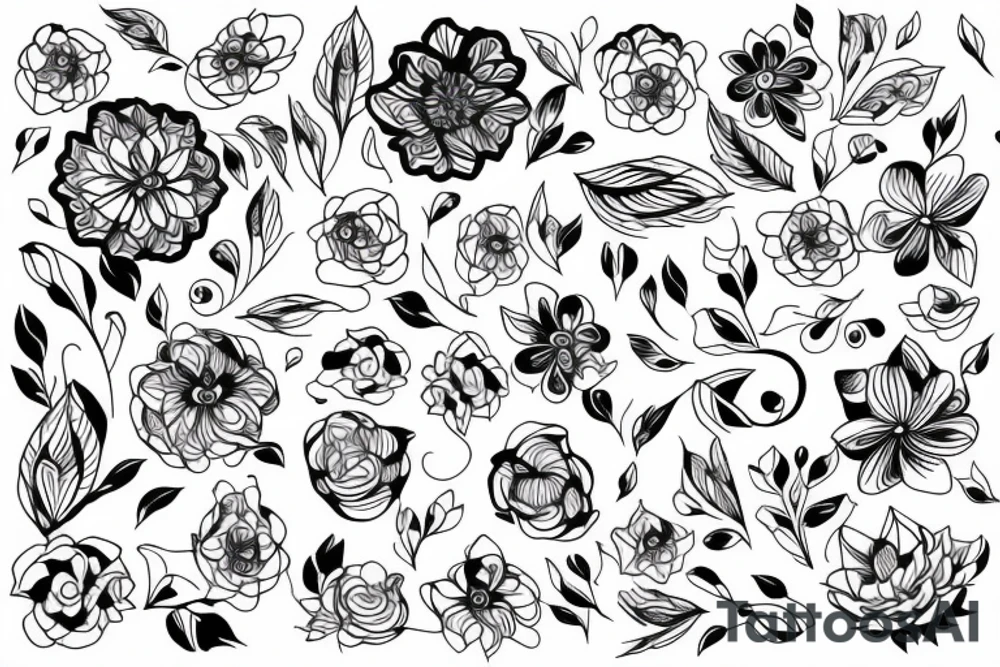 Free flowing floral 
with geometric line tattoo idea
