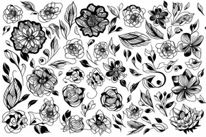 Free flowing floral 
with geometric line tattoo idea