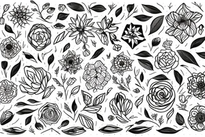 Free flowing floral 
with geometric line tattoo idea