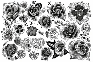 Free flowing floral 
with geometric line tattoo idea
