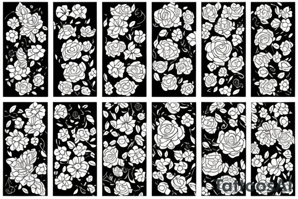 Free flowing floral 
with geometric line tattoo idea