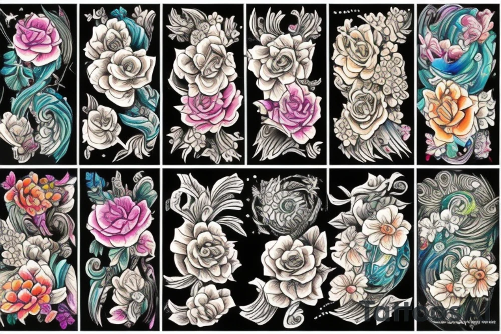 Free flowing long Florals tattoo idea