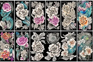 Free flowing long Florals tattoo idea