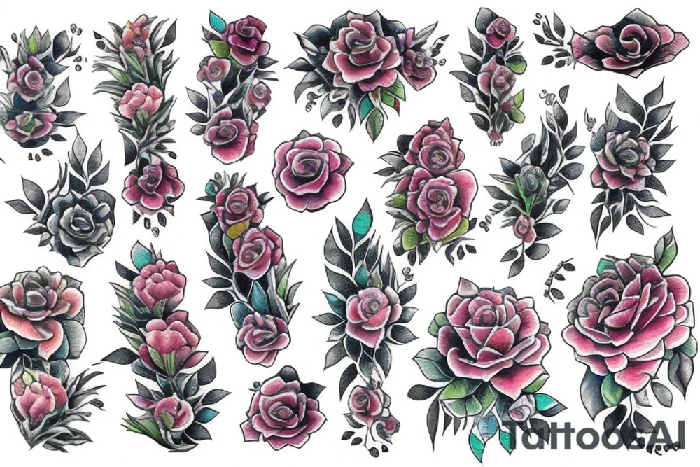 Free flowing long Florals tattoo idea