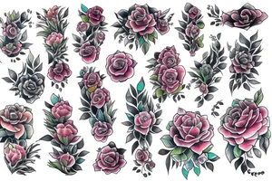 Free flowing long Florals tattoo idea
