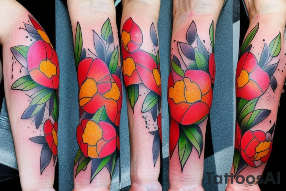 Free flowing realistic long Florals tattoo idea