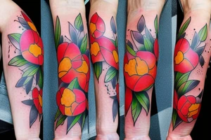 Free flowing realistic long Florals tattoo idea
