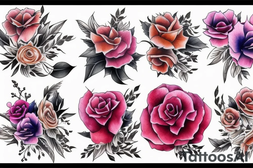 Free flowing realistic long Florals tattoo idea