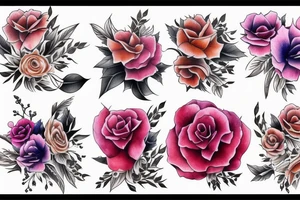 Free flowing realistic long Florals tattoo idea