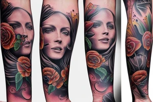 Free flowing realistic long Florals tattoo idea