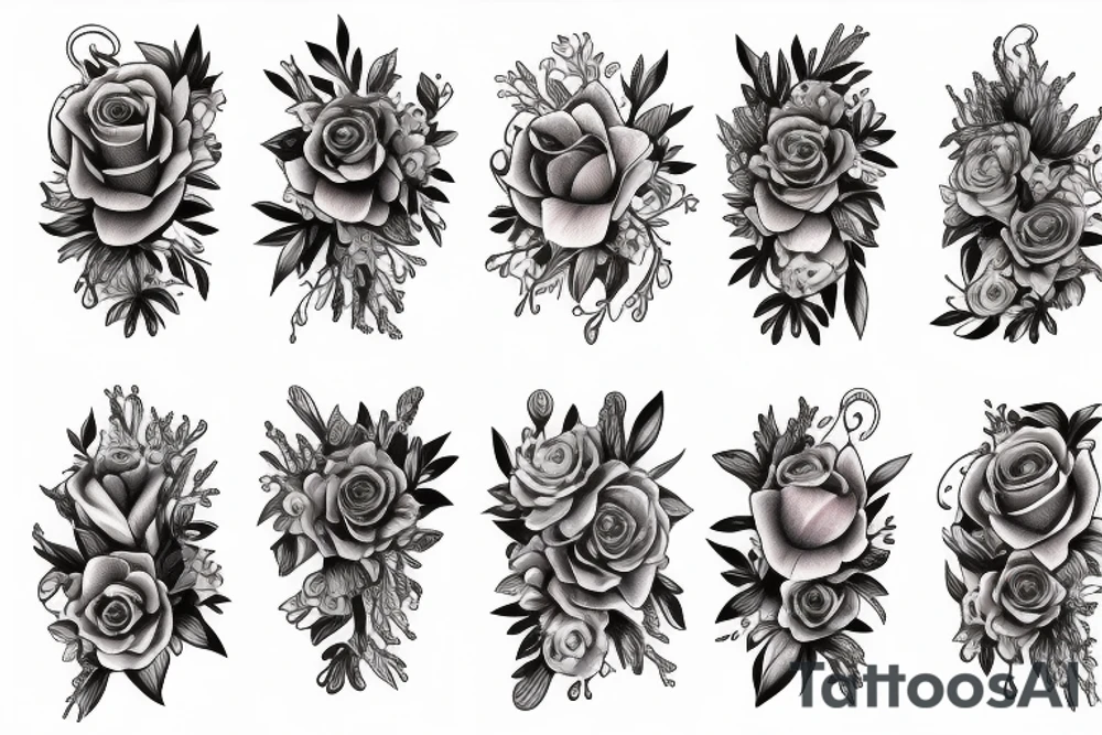 Free flowing realistic long Florals tattoo idea