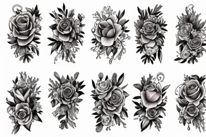 Free flowing realistic long Florals tattoo idea
