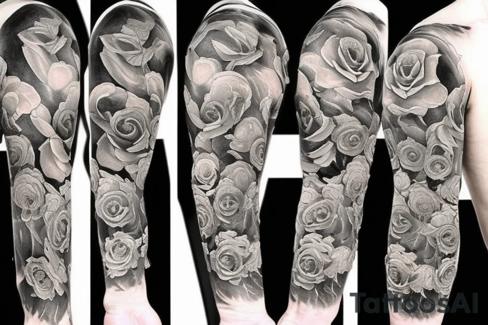 Free flowing realistic long Florals tattoo idea