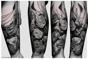 Free flowing realistic long Florals with different types of fine vines tattoo idea