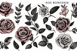 Florals rose bud with different types of fine vines tattoo idea