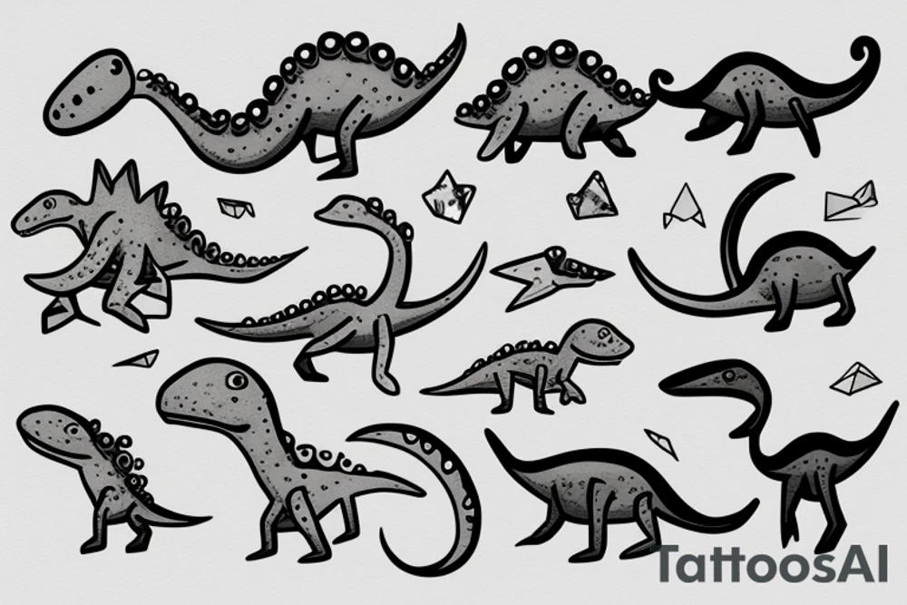 small cute dino tattoo idea