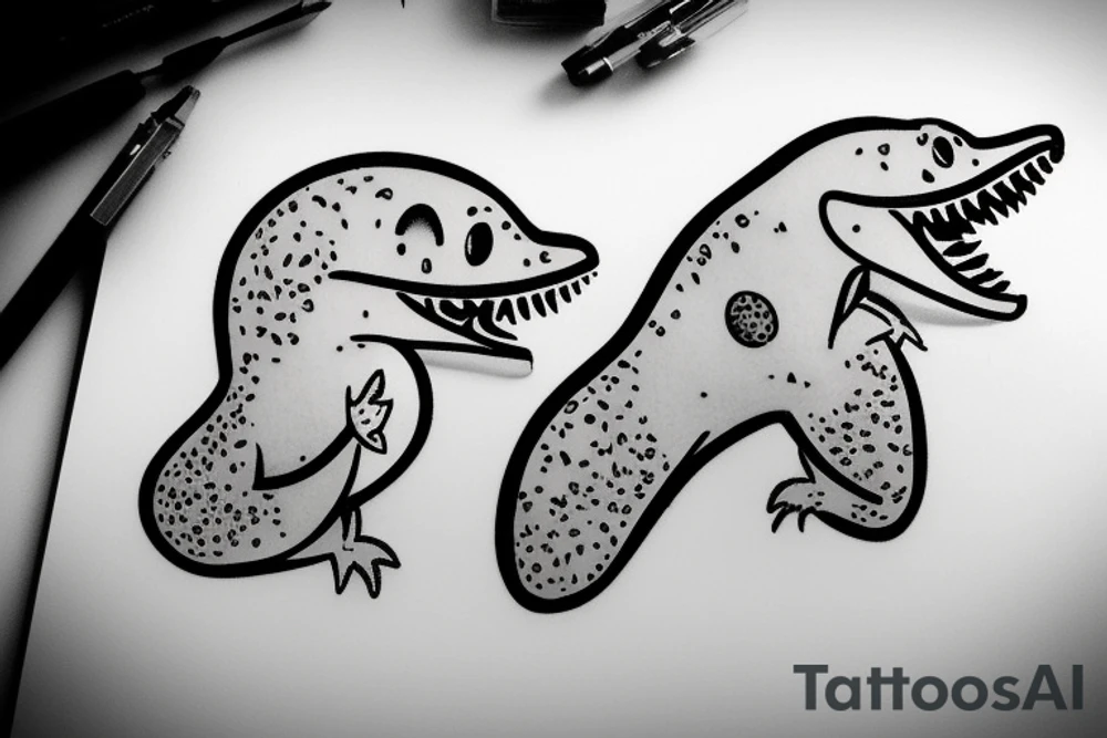 small cute dino tattoo idea