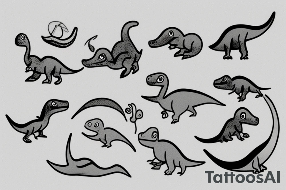 small cute dino tattoo idea