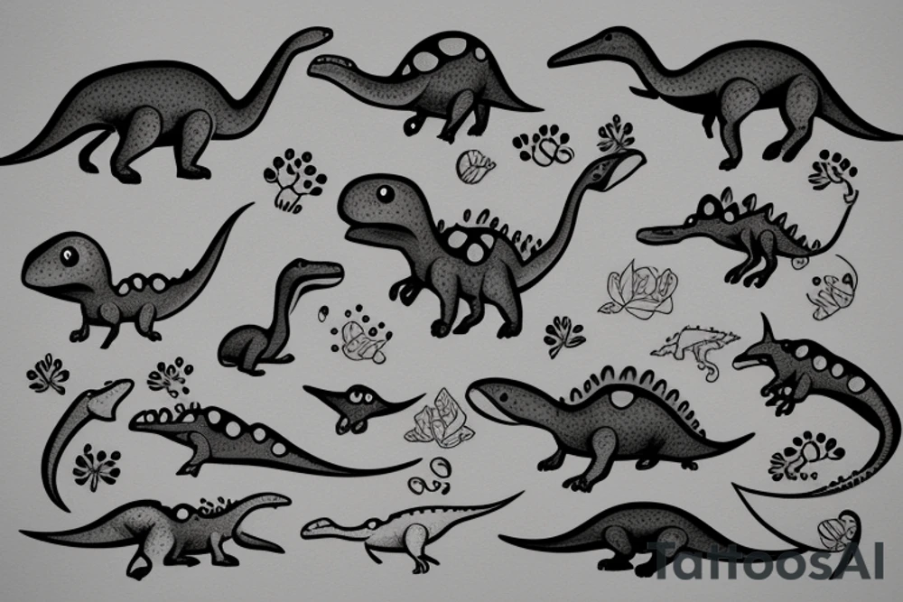 small cute dino tattoo idea