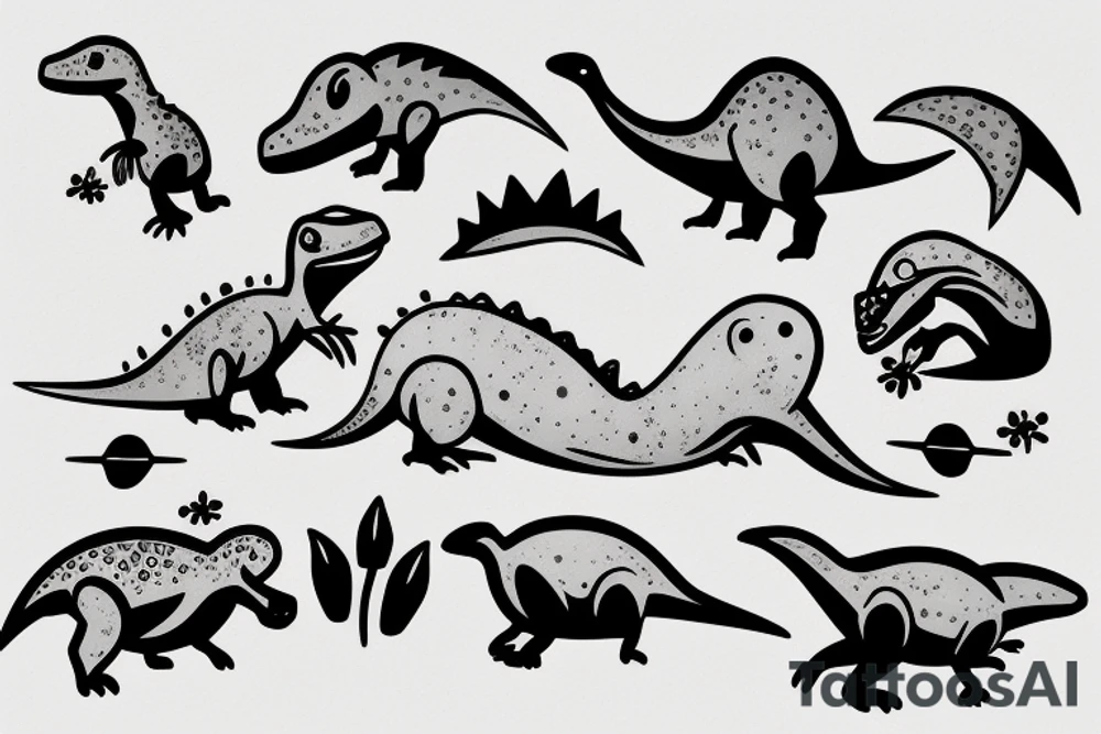 small cute dino tattoo idea