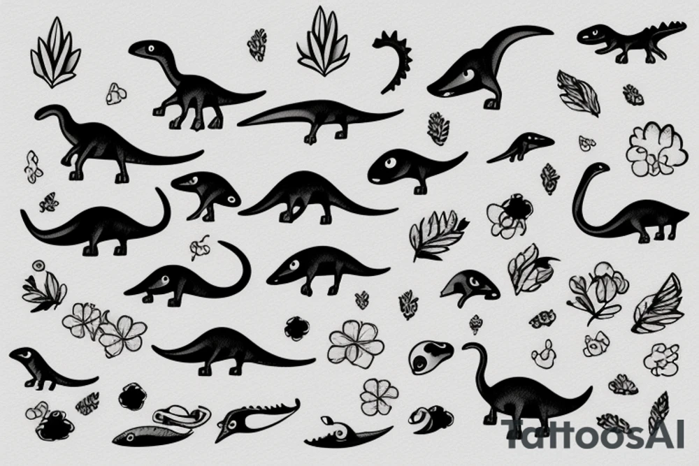 small cute dino tattoo idea