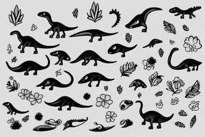 small cute dino tattoo idea
