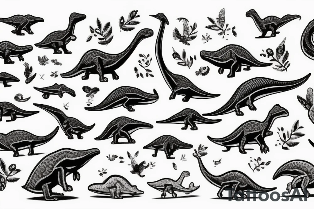 small cute dino tattoo idea