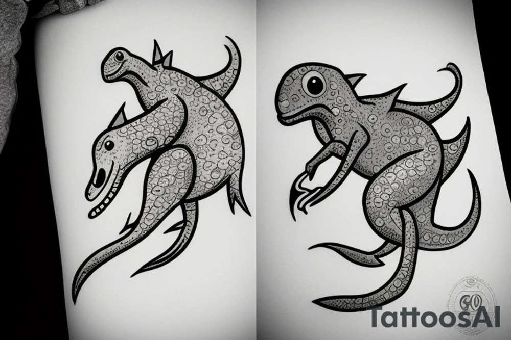 small cute dino tattoo idea
