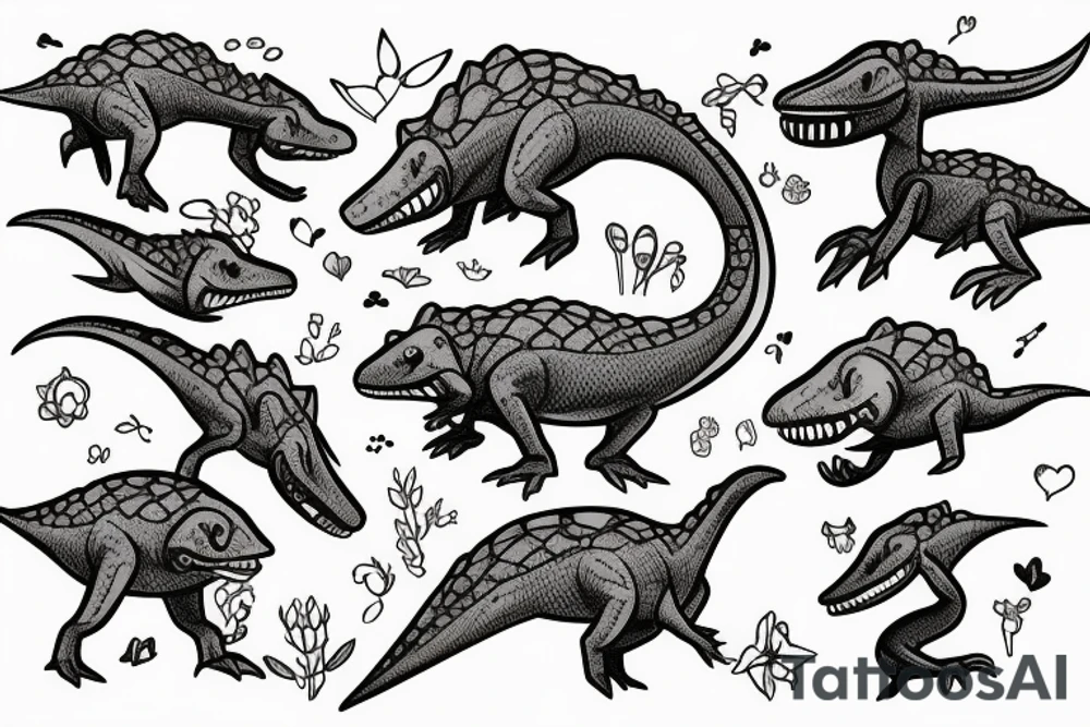 small cute dino tattoo idea