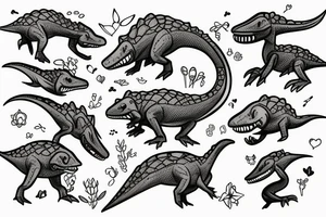 small cute dino tattoo idea