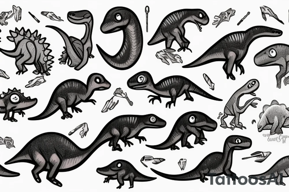 small cute dino tattoo idea