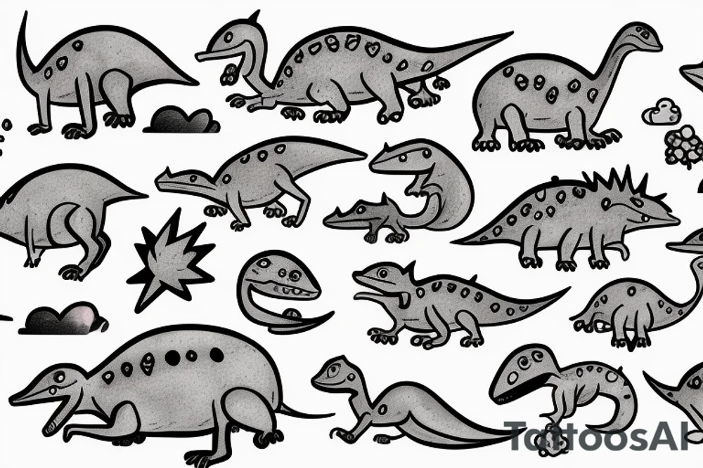 small cute dino tattoo idea