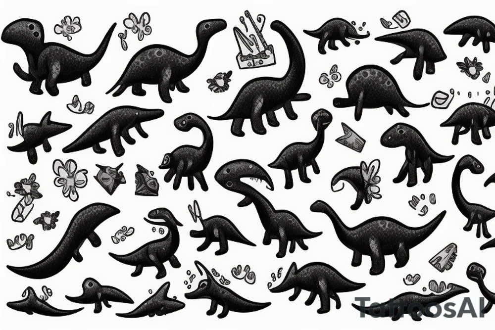 small cute dino tattoo idea
